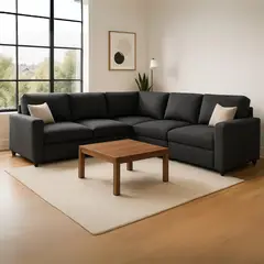 GENERICO - Sofá en L Modular Berlín Tela Antifluidos 256x90x90 Gris 4 Puestos