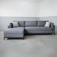 GENERICO - Sofá en L Izquierdo Jamy Tela Antifluidos 300x86x75 Gris 4 Puestos