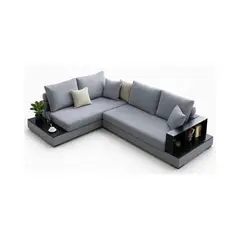 GENERICO - Sofá en L Andri Tela Antifluidos 300x80x75 Gris 4 Puestos