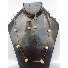 GENERICO - SET de collar con aretes de Perlas Blancas