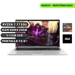 ASUS - AMD RYZEN 7 7730U, RAM 24GB, SSD 512GB, PANTALLA 15.6", SILVER