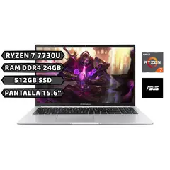 ASUS - AMD RYZEN 7 7730U, RAM 24GB, SSD 512GB, PANTALLA 15.6", SILVER