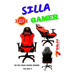FALCON X - Silla Gamer Falcón X SD 325 ROJO NEGRO ROMBO Original