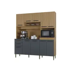 AKIVOY - Alacena Mueble Auxiliar Cocina Elisa Acanalada Damasco - Gris180cm