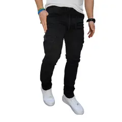 RAMBED - PANTALON CARGO NEGRO HOMBRE EN DRIL
