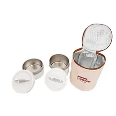 GENERICO - Lonchera Térmica Con 2 Portacomidas De Acero Inoxidable