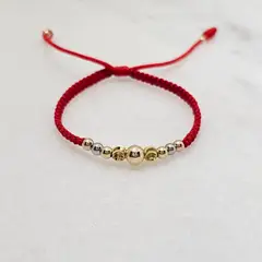 DIBESENSI JOYERIA - PULSERA HECHA A MANO 3 OROS BALIN 4,5,6MM ORO LAMINADO 18K