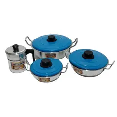 GENERICO - 3 Pailas con Tapa + Colador de Aceite con Filtro, Set Cocina