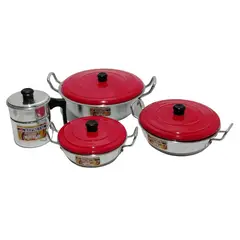 GENERICO - 3 Pailas con Tapa + Colador de Aceite con Filtro, Set Cocina