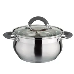 HOME ELEMENTS - OLLA CTAPA 22CM ACERO INOX ACC SILICONA GRIS HESOA-22