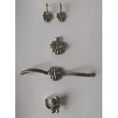 GENERICO - SET PLATA ORO ANILLO ARETES BRAZALETE Y DIJE