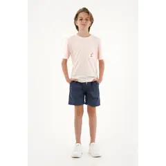 TENNIS - Camiseta rosada con bordado y bolsillo para niño