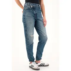 TENNIS - Jean Mom tiro alto con rotos localizados para mujer