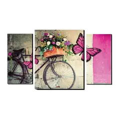 GENERICO - Cuadro Decorativo Bicicleta Y Mariposa Vintage Contemporáneo