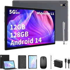 GENERICO - Android Tablet with Keyboard,10 inch Android 14 Tablets,12GB RAM 128GB ROM 2,4G/5G