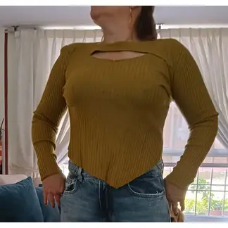 GENERICO - Sweater jersey mostaza Manga Larga