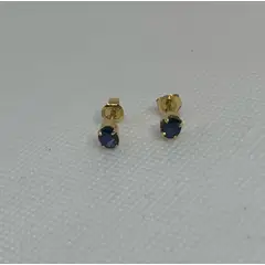 GENERICO - Aretes de topo de oro 18k con Zafiro