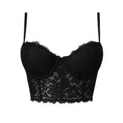 BAPU - Corset De Tiras Encaje Copa Con Arco Varillas Laterales