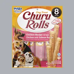 GENERICO - Churu Dog Rolls Snack Pollo con Salmón Pack x8 96gr