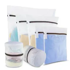 GENERICO - SET KIT X 7 BOLSAS MALLA PARA LAVANDERIA LAVAR ROPA DELICADA LAVADORA