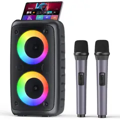 GENERICO - Máquina de karaoke, altavoz Bluetooth portátil con 2 micrófonos