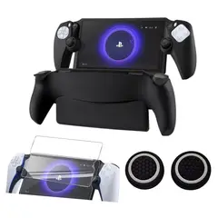 GENERICO - Funda de silicona con vidrio y grips compatible con ps5 portal.