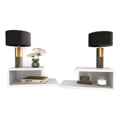 GENERICO - Set 2 Mesa De Noche Flotante, Decoración, Minimalista, Color Blanco
