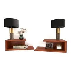 GENERICO - Set 2 Mesa De Noche Flotante, Decoración, Minimalista, Color Cedro