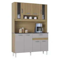 AKIVOY - Alacena Mueble Auxiliar Cocina Coral Acanalada Damasco Blanco 120 cm