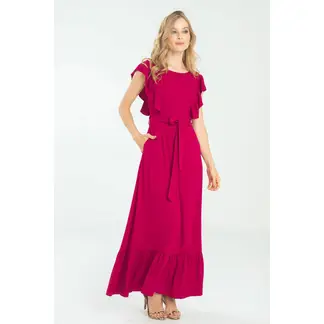 RAGGED - Vestido largo rohena Rojo vino