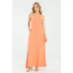 RAGGED - Vestido halter michelle Naranja medio