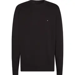 TOMMY HILFIGER - Saco negro de felpa con cuello redondo