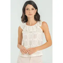 RAGGED - Blusa tejida kretha Marfil Ragged.
