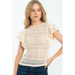 RAGGED - Blusa tejida boleros Marfil Ragged.