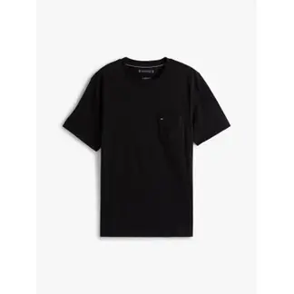 TOMMY HILFIGER - Camiseta negra de cuello redondo con bolsillo