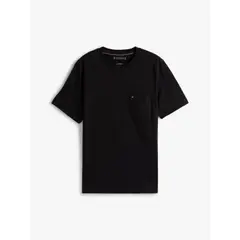 TOMMY HILFIGER - Camiseta negra de cuello redondo con bolsillo