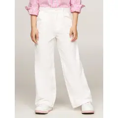 TOMMY HILFIGER - Pantalón blanco chino de pana con pierna ancha