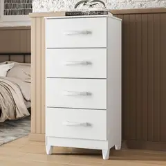 GENERICO - Cómoda Blanca de 4 Cajones - Mueble Auxiliar Moderno para Dormitorio