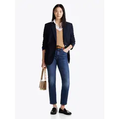 TOMMY HILFIGER - Jeans azul tobilleros, ajustados y desteñidos de talle alto