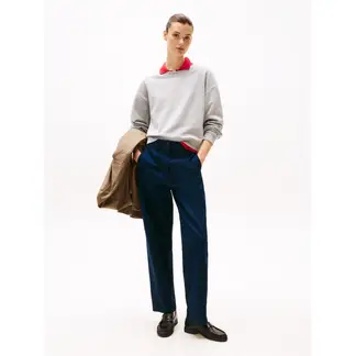 TOMMY HILFIGER - Sacos gris / Saco tejido de cuello redondo con logo