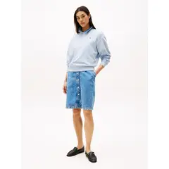 TOMMY HILFIGER - Buzo celeste con logo a contraste bordado