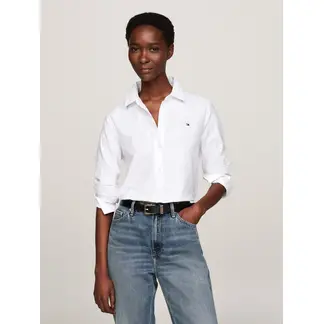 TOMMY HILFIGER - Camisa blanca de corte regular con logo bordado