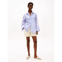 TOMMY HILFIGER - Bermudas blanco chino Mom con vuelta