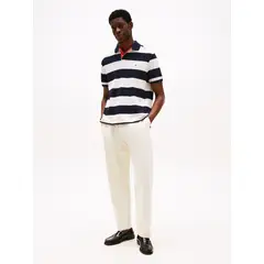 TOMMY HILFIGER - Polo azul de corte amplio con diseño color block