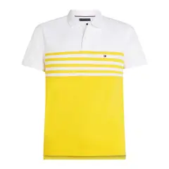 TOMMY HILFIGER - Polo amarillo con diseño color block de corte regular