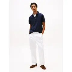 TOMMY HILFIGER - Polo azul de corte regular con cremallera