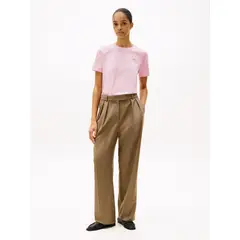 TOMMY HILFIGER - Camiseta rosa con logo a contraste