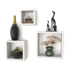 GENERICO - Set 3 Repisas Cubos Flotantes, Decorativas, Minimalistas, Color Blanco