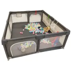 GENERICO - Corral De Juegos En Lona + Pelotas Para Bebes Color Gris