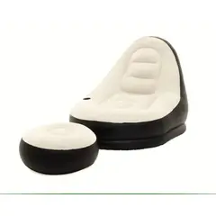 INFANTILES CAJUROMIX - Sillón Relax Inflable Con Reposapiés comodidad Total Blanco
